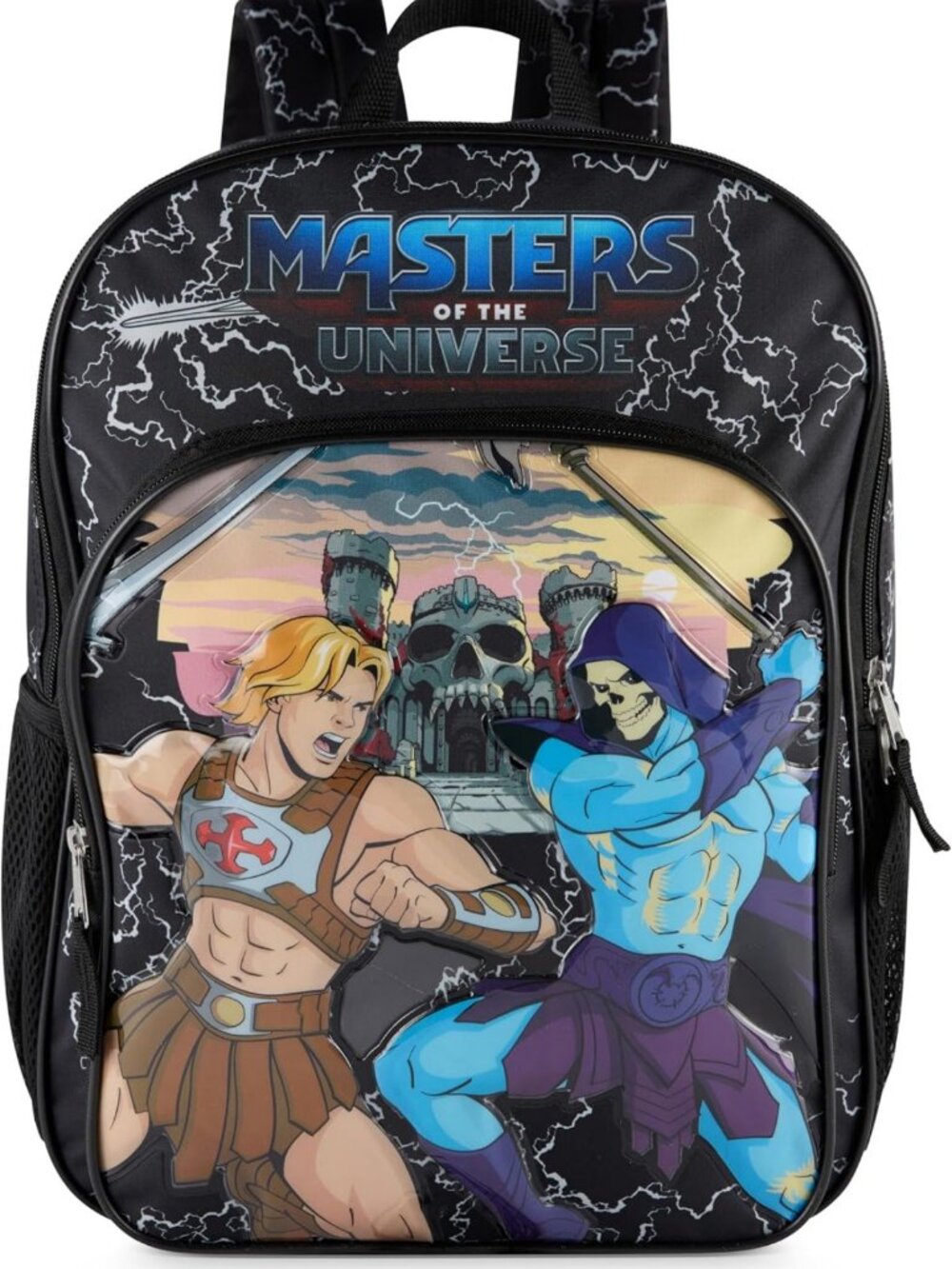 16-Inch Kids' Castle Grayskull Backpack - He-Man & Skeletor Bookbag, Black